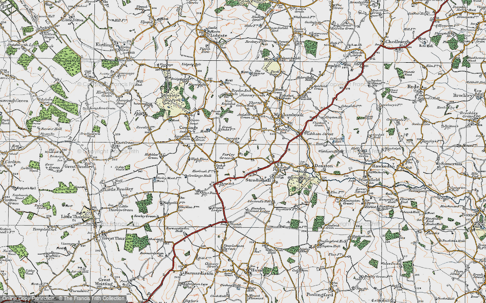 Old Map of Farley Green, 1921 in 1921