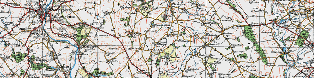 Old map of Farmcote in 1921