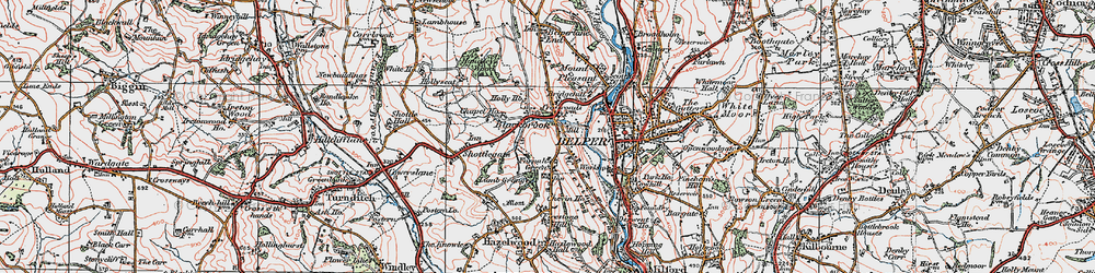 Old map of Farnah Green in 1921