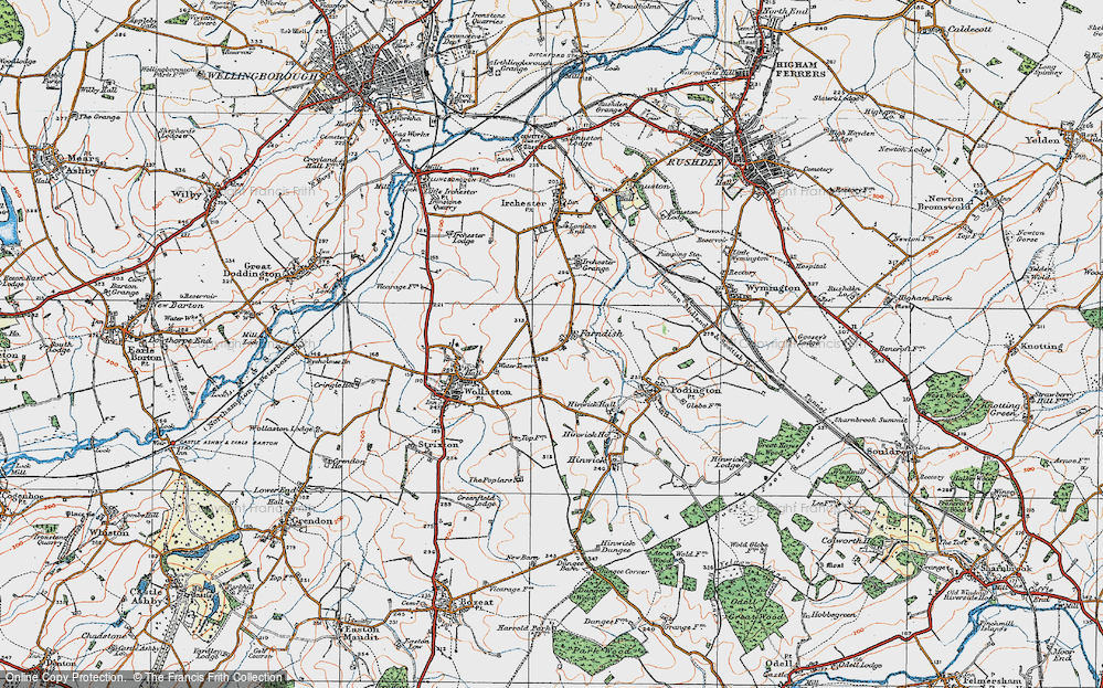 Old Map of Farndish, 1919 in 1919