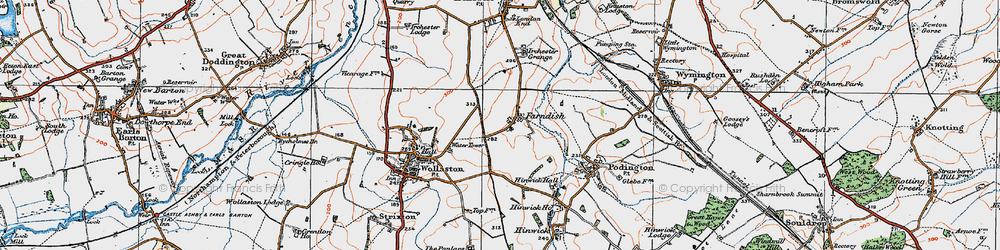 Old map of Farndish in 1919
