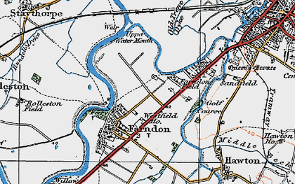 Old map of Fosse Way (Roman Road) in 1921