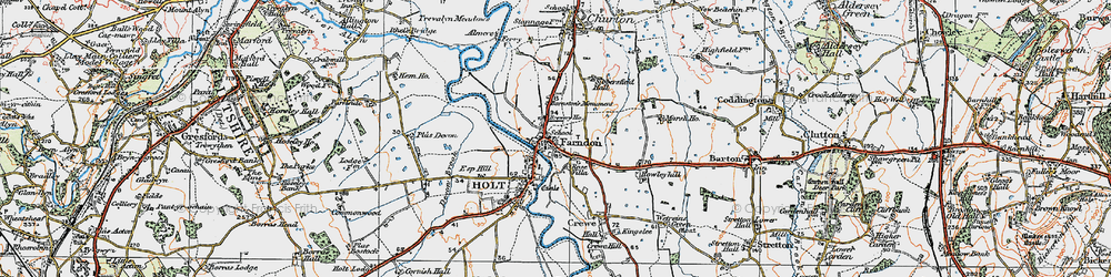 Old map of Farndon in 1924