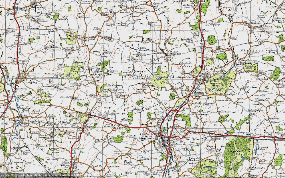 Old Map of Historic Map covering Bailey Hills in 1919