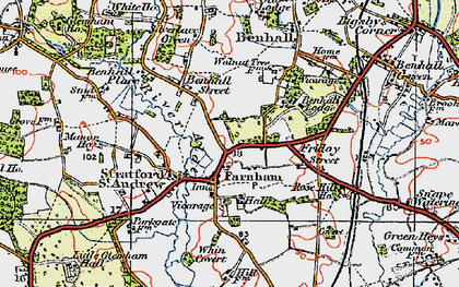 Old map of Farnham in 1921