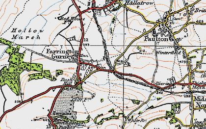 Old map of Farrington Gurney in 1919