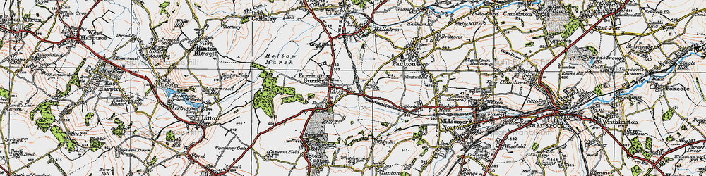 Old map of Farrington Gurney in 1919