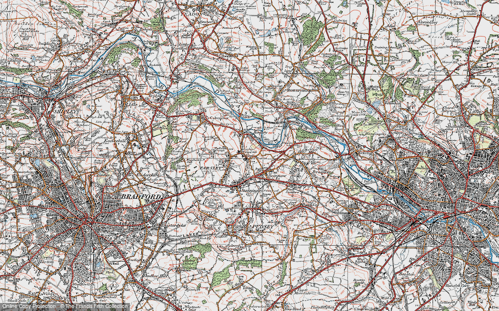 Old Map of Farsley Beck Bottom, 1925 in 1925