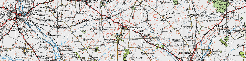 Old map of Farthinghoe in 1919
