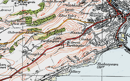 Old map of Farthingloe in 1920