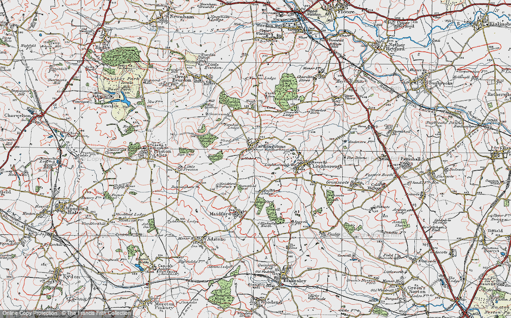 Old Map of Farthingstone, 1919 in 1919