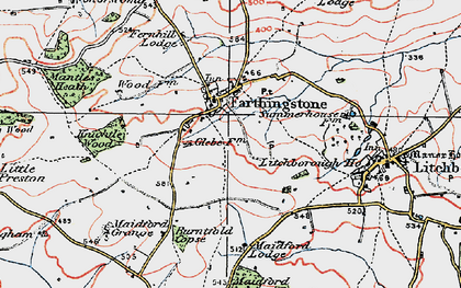 Old map of Farthingstone in 1919