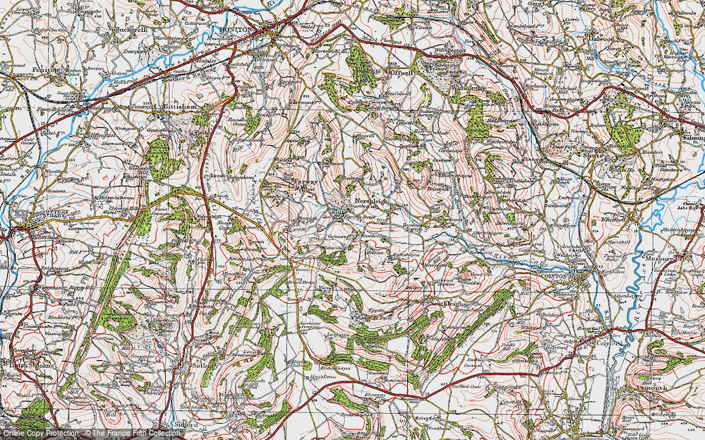 Old Map of Historic Map covering Bullhall Wood in 1919