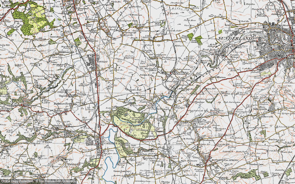 Old Map of Fatfield, 1925 in 1925