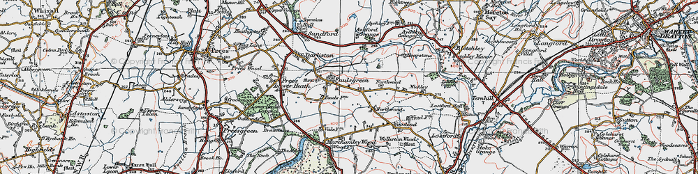 Old map of Fauls in 1921