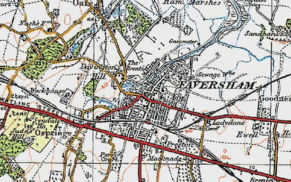 Old map of Faversham in 1921