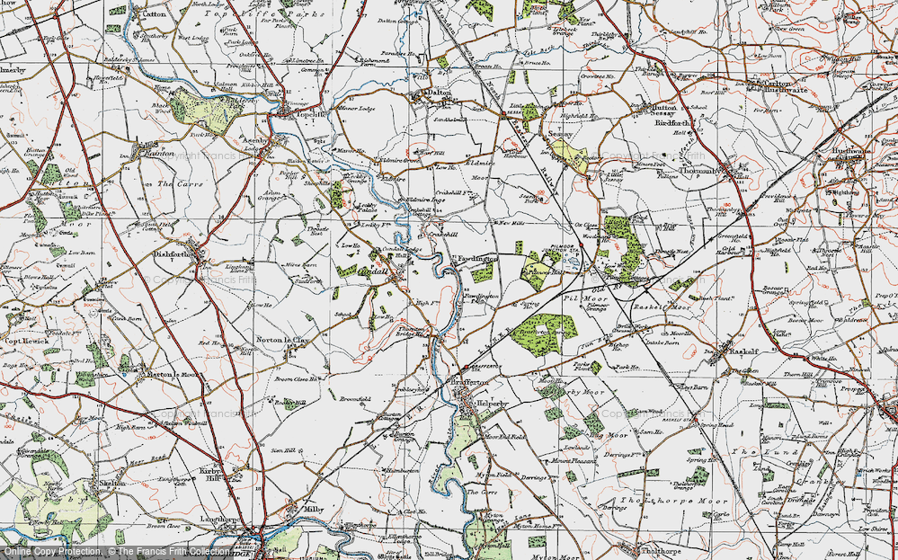 Old Map of Historic Map covering Pilmoor in 1925