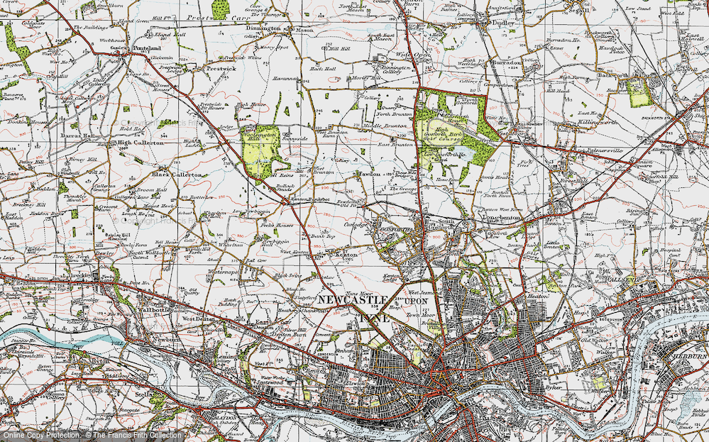 Old Map of Fawdon, 1925 in 1925