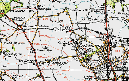Old map of Fawdon in 1925