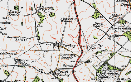 Old map of Woolley Down in 1919