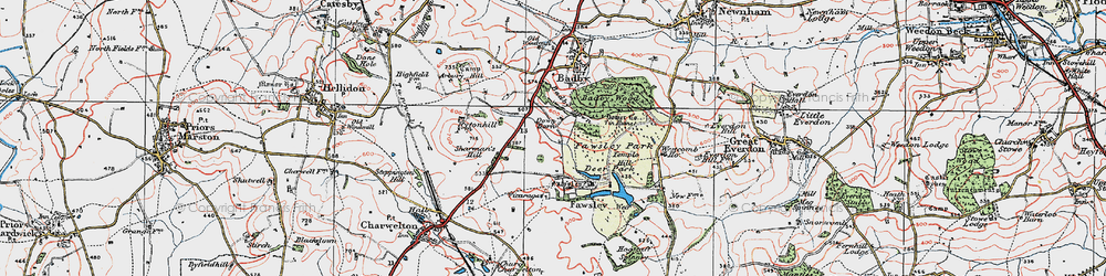 Old map of Fawsley in 1919