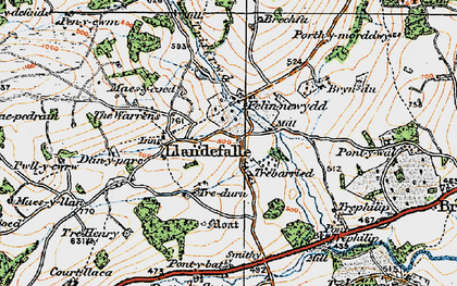 Old map of Brechfa in 1919