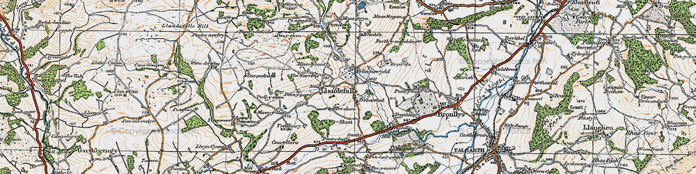 Old map of Brechfa in 1919