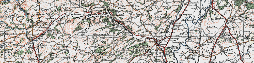 Old map of Lower Cefn in 1921