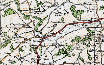 Old map of Felinfach in 1919