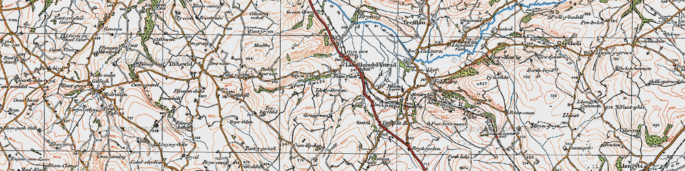 Old map of Felinfach in 1923