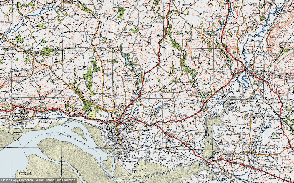 Old Map of Felinfoel, 1923 in 1923