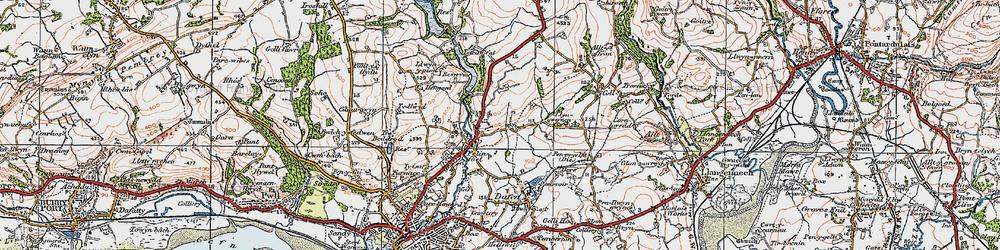 Old map of Felinfoel in 1923