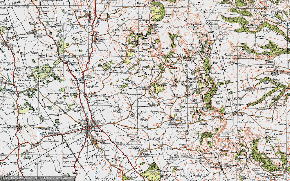 Old Map of Historic Map covering Bellmoor Plantn in 1925