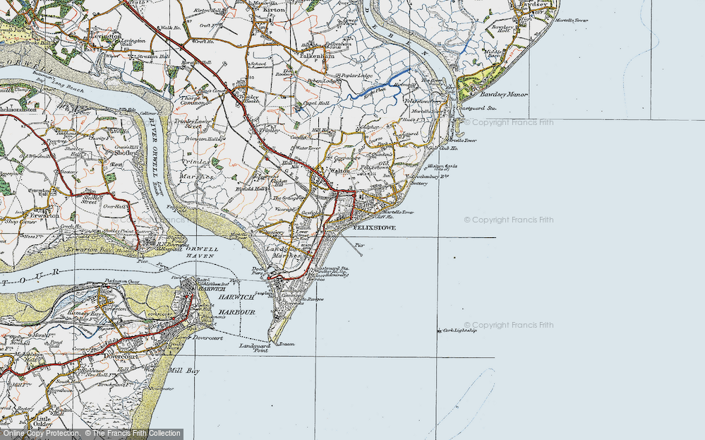 Old Map of Felixstowe, 1921 in 1921