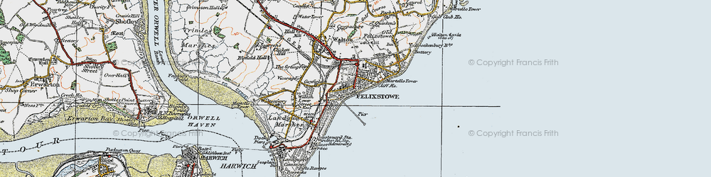 Old map of Felixstowe in 1921