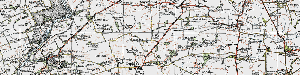 Old map of Bowsden Moor in 1926