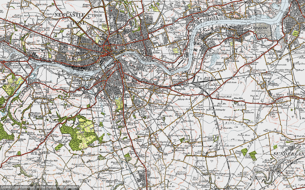 Old Map of Felling, 1925 in 1925