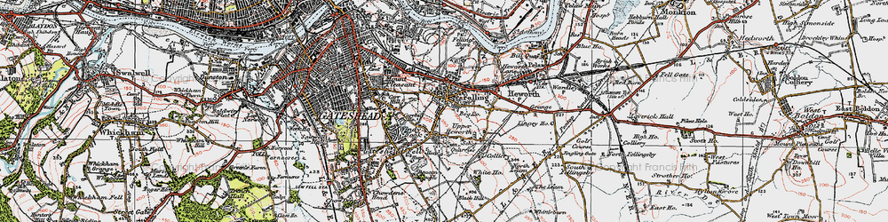 Old map of Felling in 1925