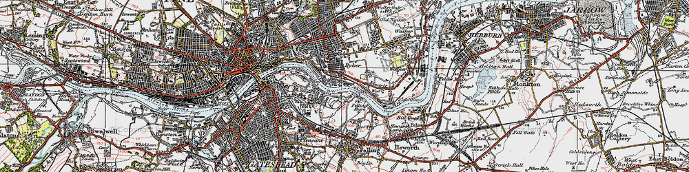 Old map of Felling Shore in 1925