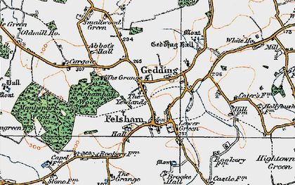 Old map of Bradfield Woods (Nature Reserve) in 1921