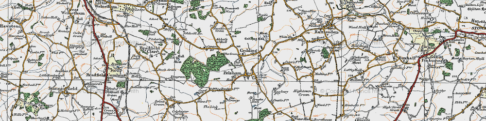 Old map of Bradfield Woods (Nature Reserve) in 1921