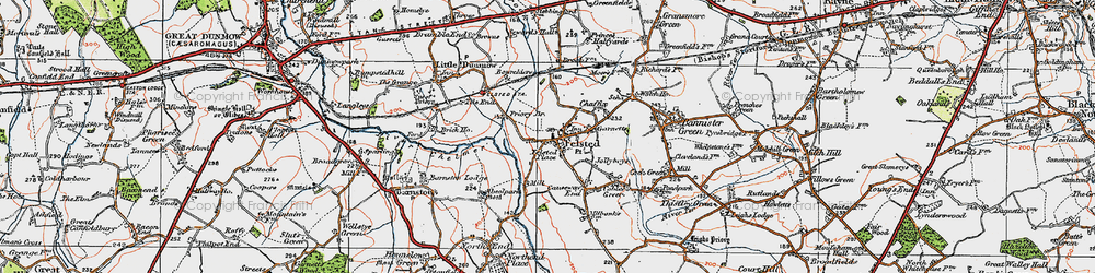 Old map of Felsted in 1919