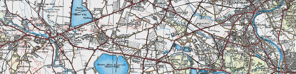 Old map of Felthamhill in 1920