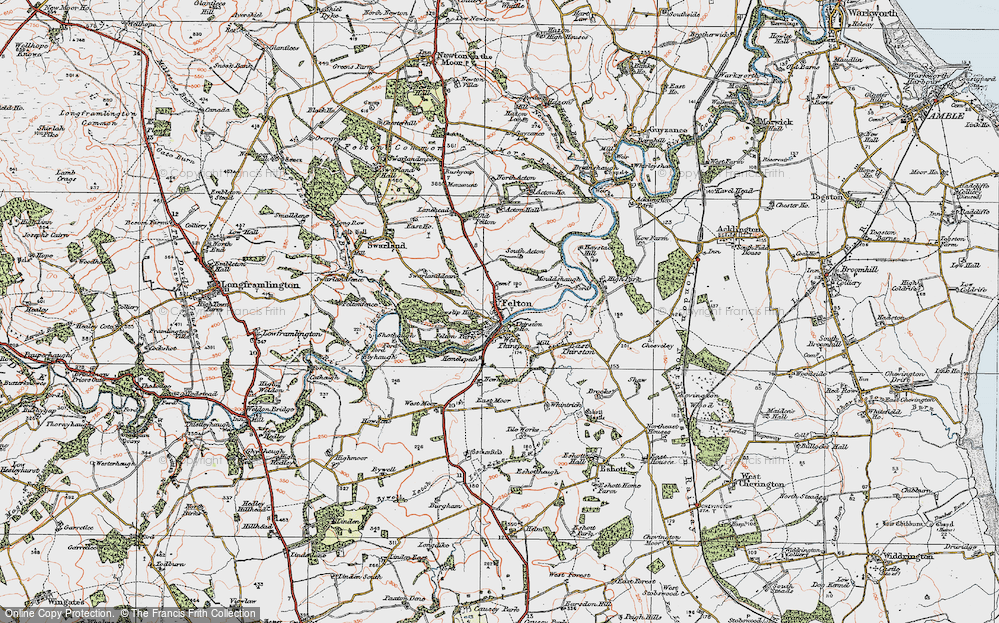 Old Map of Historic Map covering Acton Dene in 1925