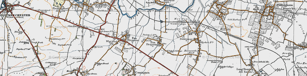 Old map of Fen Drayton in 1920