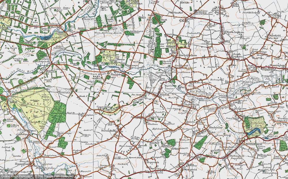 Old Map of Fen Street, 1920 in 1920