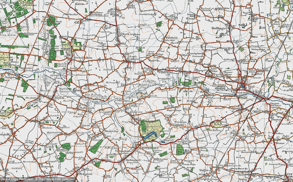 Old Map of Historic Map covering River Waveney in 1920