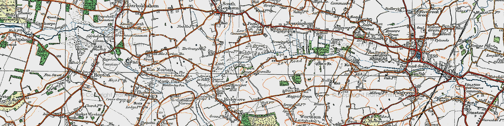 Old map of River Waveney in 1920