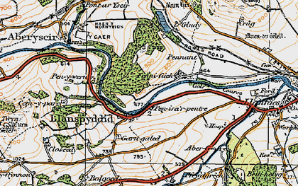 Old map of Fenni-fach in 1923