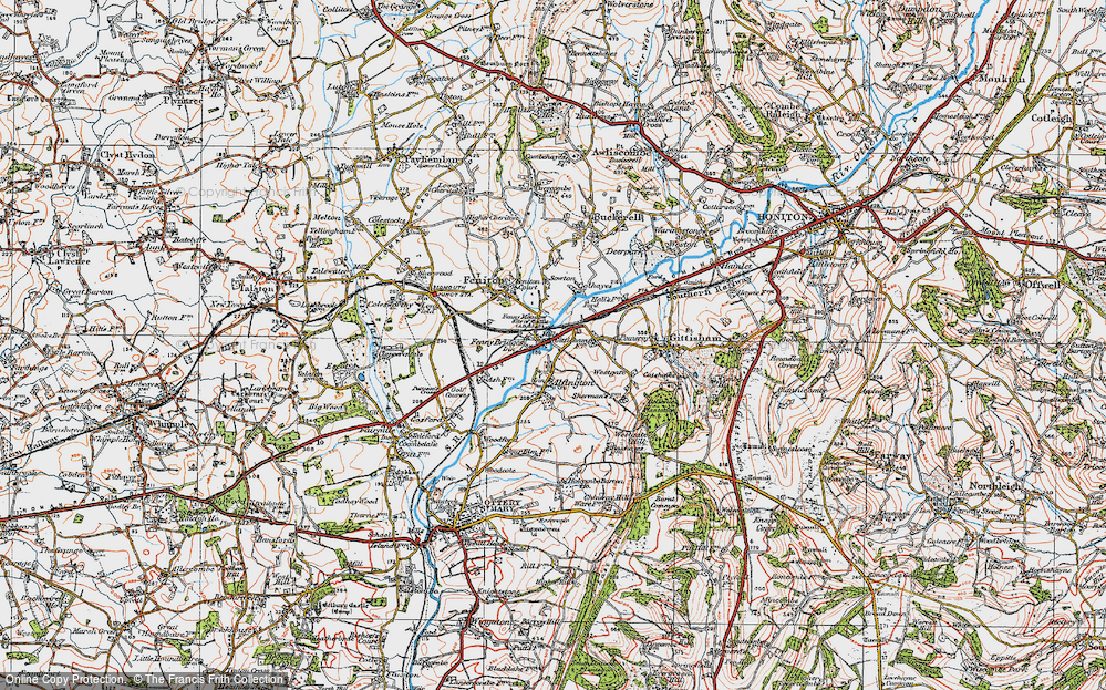 Old Map of Fenny Bridges, 1919 in 1919